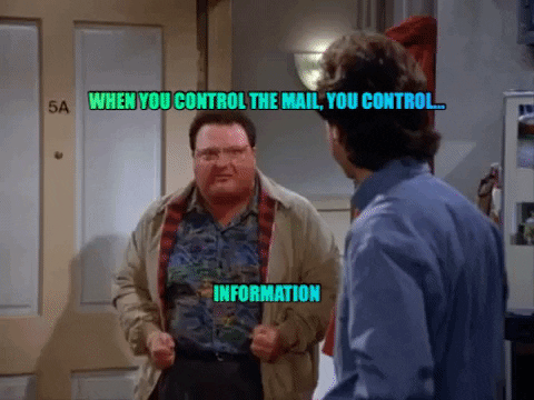 LeonFrisk giphygifmaker seinfeld newman when you control the mail GIF