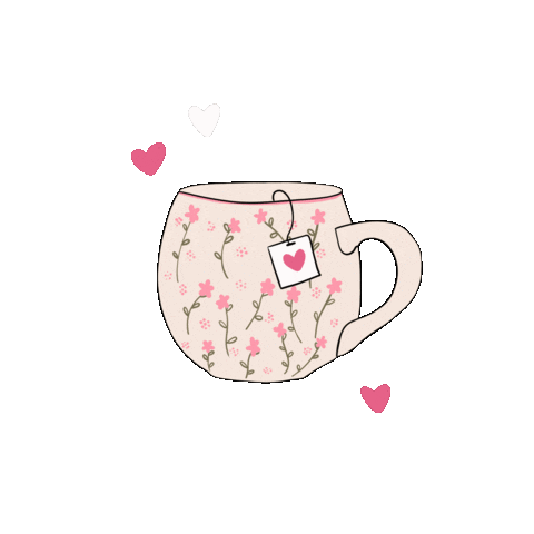 Cup Of Tea Hearts Sticker by Anne-Loes