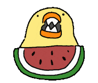 食べる Water Melon Sticker by ぴょろりんちょ（ひよこ人間ぴよ）