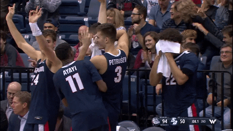 GonzagaBulldogs giphyupload celebration basketball bench GIF
