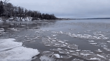 December in Wisconsin off to Frigid Start as Pancake Ice Forms Along Lake Superior Shore