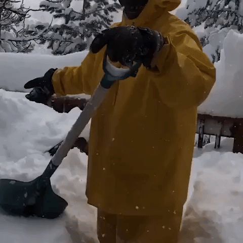 Man Has to Dig Out Snow Blower After Heavy Fall in California
