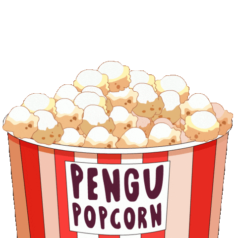 Here We Go Popcorn Sticker by Pudgy Penguins