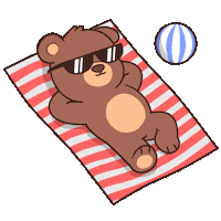 Sunbathing Teddy Bear Sticker by BEARISH