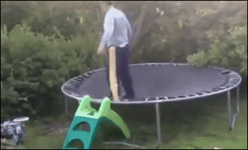trampoline fail GIF