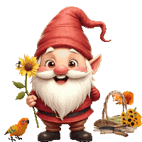 Sunflowers Cute Gnome Sticker