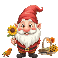 Sunflowers Cute Gnome Sticker