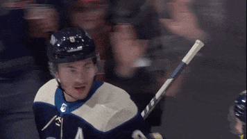 Ice Hockey Hug GIF by Columbus Blue Jackets