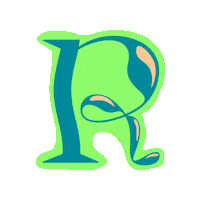 SignoritaChocolita green typography wave r Sticker