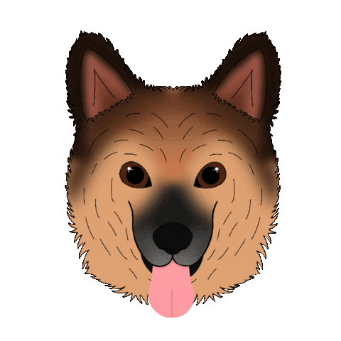 fluffybydesign happy dog mood panting Sticker