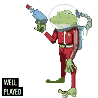 wellplayedresearch space gamer frog scifi Sticker