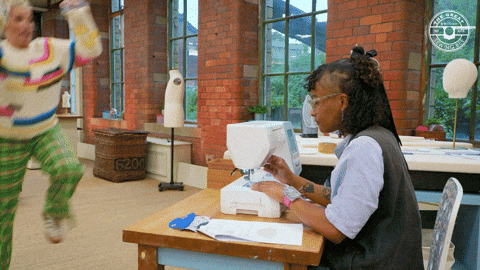 Jump Jumping GIF by The Great British Sewing Bee