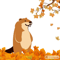 Happy Autumn Leaves Sticker by WorkBeaver