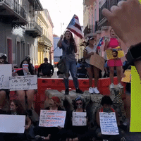Students Protest Rossello on San Juan Street Barricade