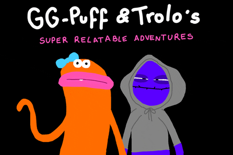 giphyupload puppets giphydomitille puppet reactions gg-puff and trolo GIF