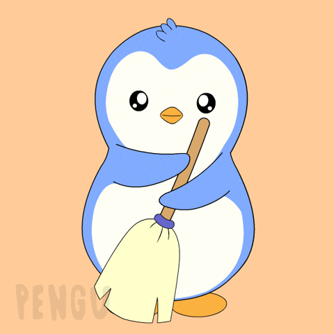 Penguin Cleaning GIF by Pudgy Penguins