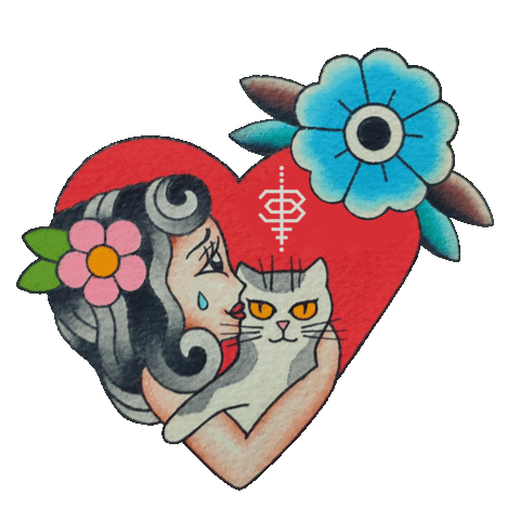 Cat Heart Sticker by BlackFlag Crew