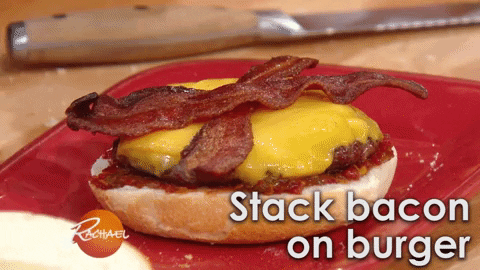 bacon egg cheeseburger GIF by Rachael Ray Show