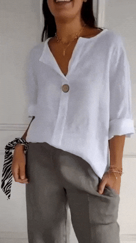 Brianna Casual V-Neck Blouse - Model View