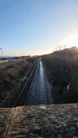 Strong Winds Blow Trampoline Onto Railway Tracks in Scotland