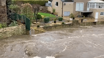 Water Rises on River Aire Near Leeds as Storm Franklin Hits UK