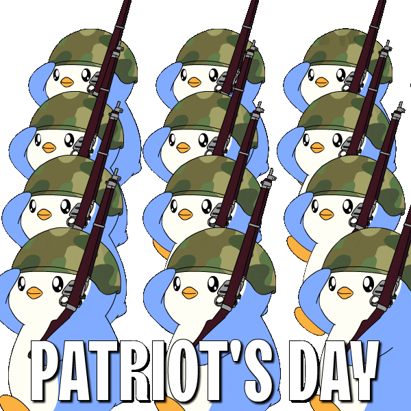Huddle Up Patriots Day Sticker by Pudgy Penguins