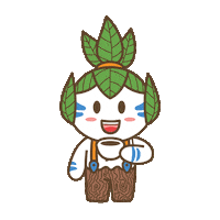 Pandooin drinking mascot coffe morning coffee Sticker