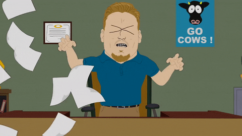 mad desk GIF by South Park 