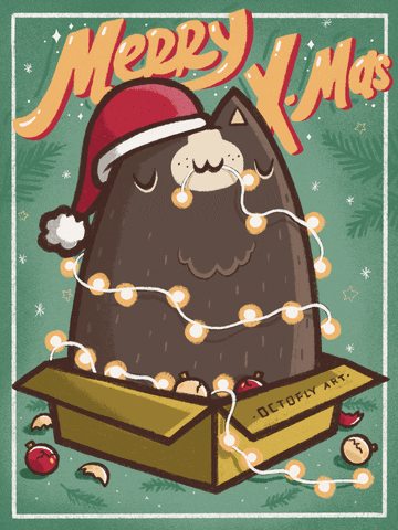 octoflyart giphyupload cat christmas noel GIF