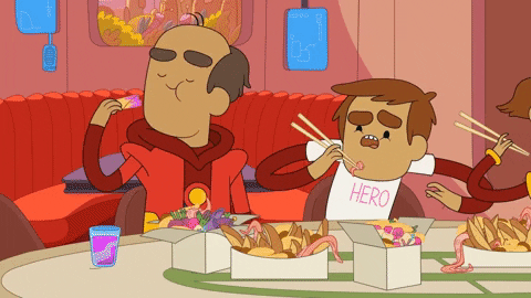 Dinner table eating GIF by Cartoon Hangover