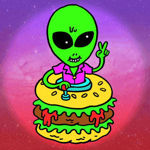 Aliens Space Burger GIF by Russell Taysom