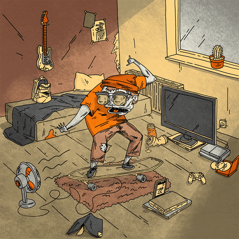 lizomdavid cartoon illustration skate room GIF
