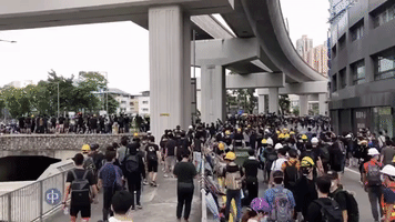 Hong Kong Police Fire Tear Gas During Yuen Long Protests