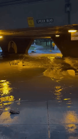 Underpass Submerged as Denver Hit by Flash Flooding