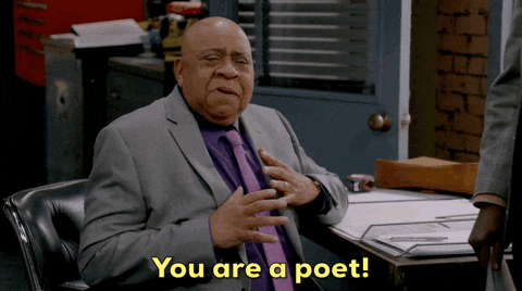 Homme disant "you are a poet !"