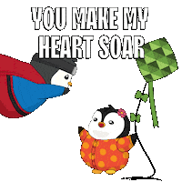 Flying I Love You Sticker by Pudgy Penguins