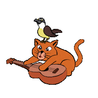 p4olodiego cat bird kitty guitar Sticker