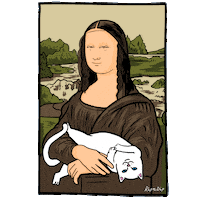 RIPNDIP_CAT hug alien skate mona lisa Sticker