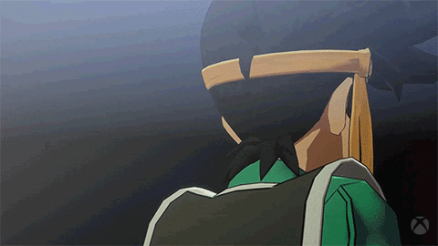 Cartoon gif. Dai from The Adventures of Son Goku turns to stare at something in wide-eyed shock as his mouth hangs open.