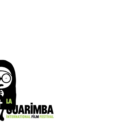 Illustrated gif. Tiny little nun runs past us as she closes her eyes and prays. Text, “La Guarimba international film festival.”