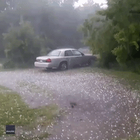 Large Hail Pelts Car in Northeast Texas