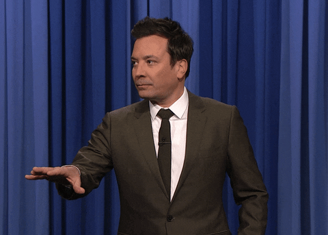 Tonight Show gif. Jimmy Fallon shakes his head seriously as he makes a canceling motion with his hand.