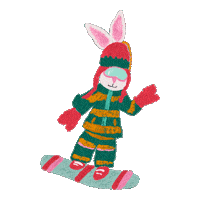Bunny Skiing Sticker by Anthropologie