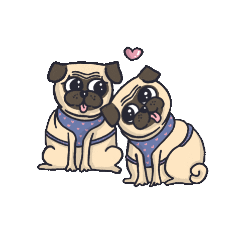 Love Is Love Pugs Sticker by mydoodlesateme
