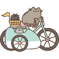 Bicycling Road Trip Sticker by Pusheen