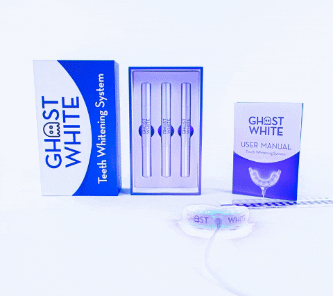 Webology giphygifmaker teeth whitening blue led ghost white GIF