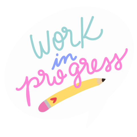 Working Work In Progress Sticker by Laura Pereda