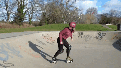 ChicksInBowls giphygifmaker rollerskate rollerskating halfcab GIF