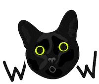 Black Cat Wow Sticker