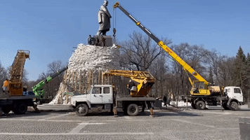 Kharkiv's Monument to Taras Shevchenko Protected by Sandbags